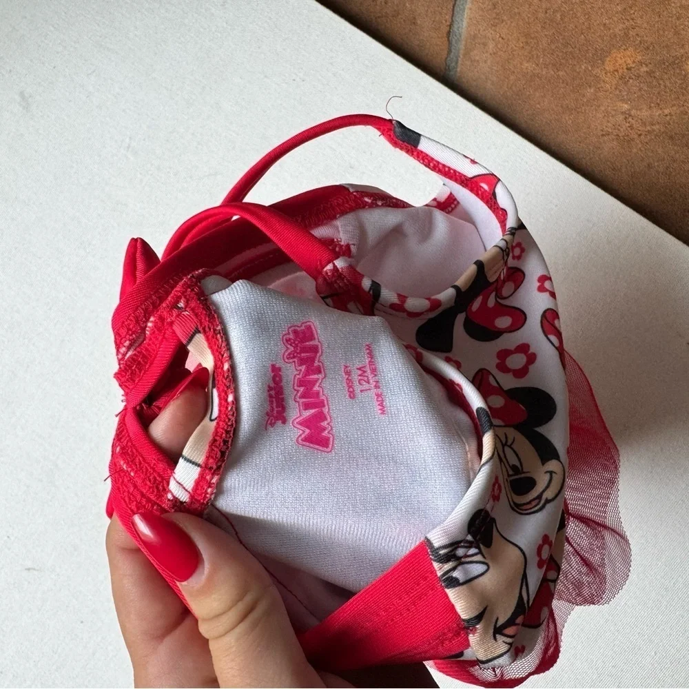 Disney Red and White Minnie Mouse Baby girl Swimsuit size 12 months